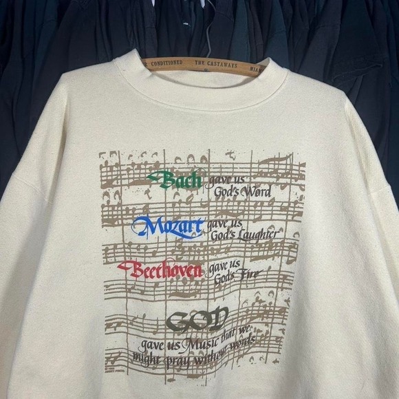 The Unbranded Brand Other - Cream vintage 90s Beethoven Jesus Christ crewneck sweatshirt #music Size XL